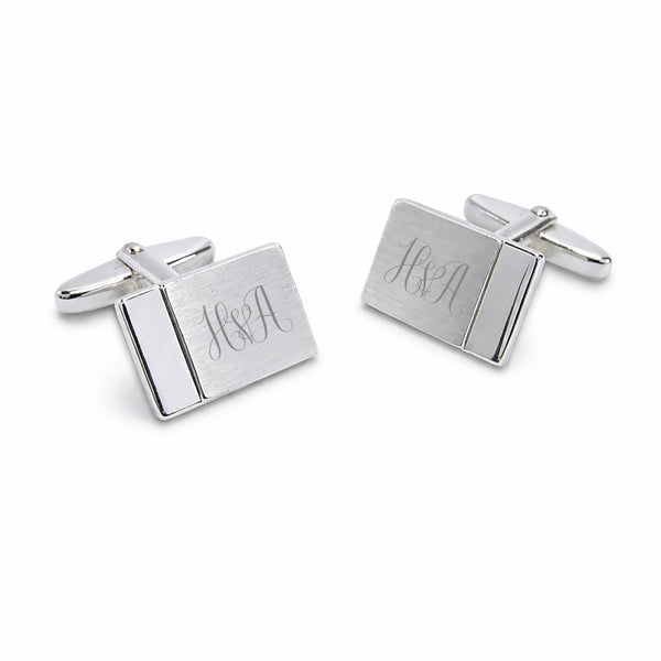 Zilveren Manchetknopen Element met Monogram gravure  - Sterling Zilver