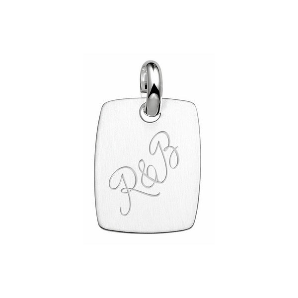 Graveerhanger Rechthoek mat 25,5 x 19,5 mm 925/1000 Zilver - inclusief lettergravure