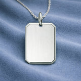 Graveerhanger Achthoek mat 18 x 14 mm 925/1000 Zilver - inclusief lettergravure