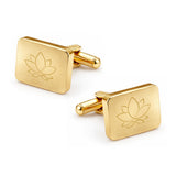 Tijdelijk uitverkocht - Manchetknopen Rechthoek Glans afgeronde hoeken met Logogravure - Goudkleurig