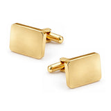 Tijdelijk uitverkocht - Manchetknopen Rechthoek Glans afgeronde hoeken met Familiewapengravure - Goudkleurig