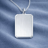 Graveerhanger Rechthoek mat gediamanteerd 18 x 14 mm 925/1000 Zilver - inclusief lettergravure