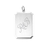 Graveerhanger Rechthoek mat gediamanteerd 18 x 14 mm 925/1000 Zilver - inclusief lettergravure