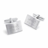 Zilveren Manchetknopen Gebolde Rechthoek met Datum en Lettergravure - Sterling Zilver