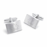 Zilveren Manchetknopen Gebold Rechthoek met Logogravure - Sterling Zilver