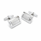 Zilveren Manchetknopen Brede Rand met Lettergravure - Sterling Zilver
