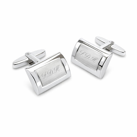 Zilveren Manchetknopen Brede Rand met Lettergravure - Sterling Zilver