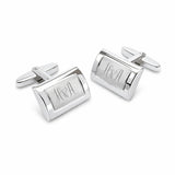 Zilveren Manchetknopen Brede Rand met Monogram gravure- Sterling Zilver