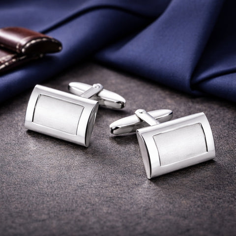 Zilveren Manchetknopen Brede Rand met Lettergravure - Sterling Zilver