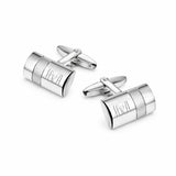 Zilveren Manchetknopen Bol met Banen met Monogram gravure - Sterling Zilver