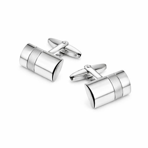 Zilveren Manchetknopen Bol met Banen - Sterling Zilver