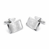 Zilveren Manchetknopen Facetrand met Logogravure - Sterling Zilver