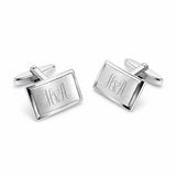 Zilveren Manchetknopen Facetrand met Monogram gravure - Sterling Zilver