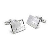 Zilveren Manchetknopen Horizontale Banen met Lettergravure - Sterling Zilver