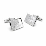 Zilveren Manchetknopen Horizontale Banen met Monogram gravure - Sterling Zilver