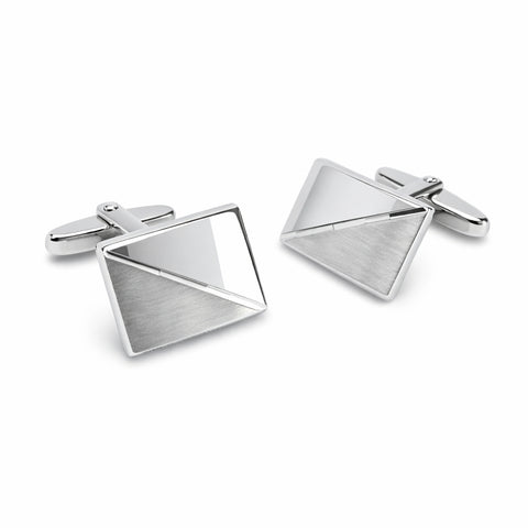 Zilveren manchetknopen Diagonale lijn - Sterling Zilver