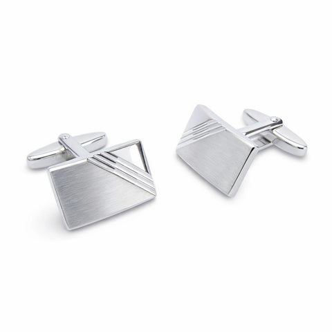 Zilveren Manchetknopen Drie Diagonale lijnen - Sterling Zilver