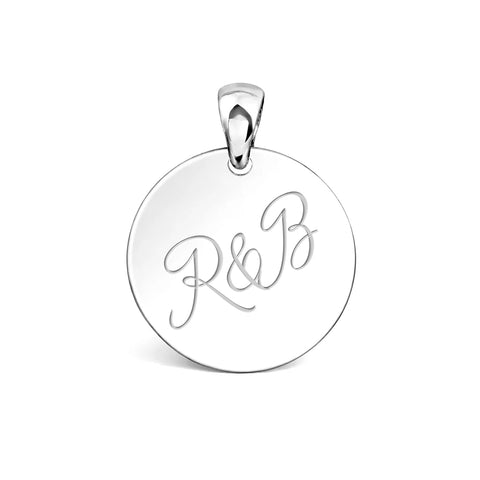 Graveerhanger Rond glans 15 mm 925/100 Zilver - inclusief lettergravure