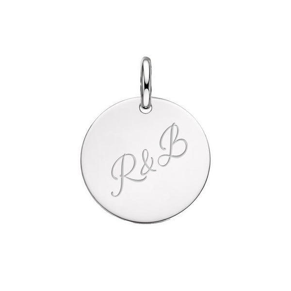 Graveerhanger Rond glans 18 mm 925/100 Zilver - inclusief lettergravure