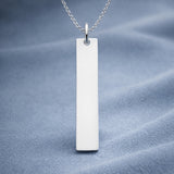 Graveerhanger Rechthoek glans 35 x 6 mm 925/1000 Gerhodineerd Zilver - inclusief lettergravure