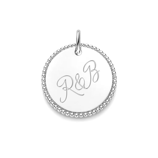 Graveerhanger Rond glans bolletjes 14 mm 925/100 Zilver - inclusief lettergravure