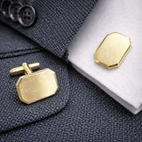 Op aanvraag - 14 Karaat Geelgouden Manchetknopen - Achthoek met Facetrand - met gravure naar keuze