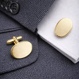 Op aanvraag - 14 Karaat Geelgouden Manchetknopen - Ovaal met Facetrand - met gravure naar keuze