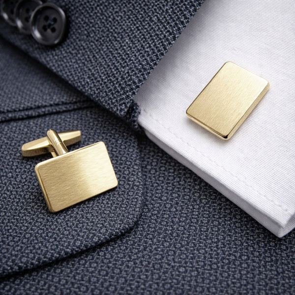 Op aanvraag - 14 Karaat Geelgouden Manchetknopen - Rechthoek met Facetrand