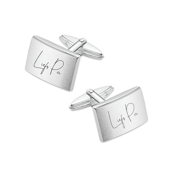 Zilveren Manchetknopen Gebold Rechthoek met gravure Handschrift - Sterling Zilver