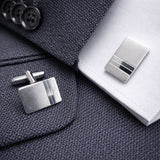 Zilveren Manchetknopen Twee banen met Lettergravure - Sterling Zilver