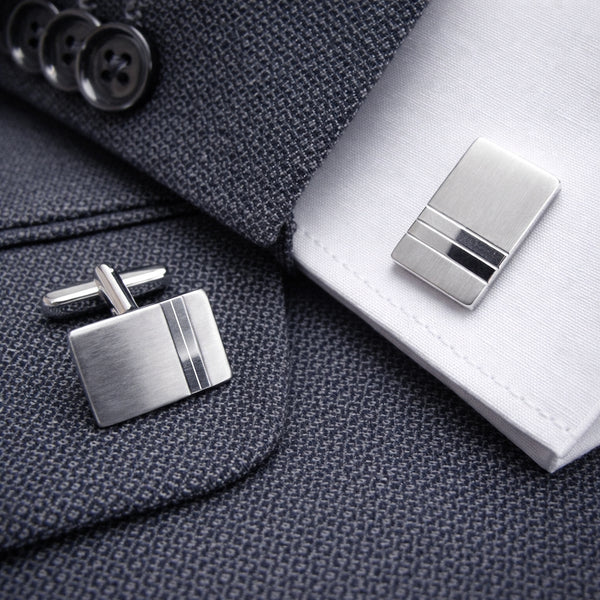 Zilveren Manchetknopen Twee banen - Sterling Zilver