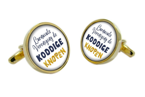Manchetknopen Rond met uw eigen Familiewapen - Goudkleurig