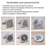 Manchetknopen Rechthoek Mat met Logogravure - Zilverkleurig