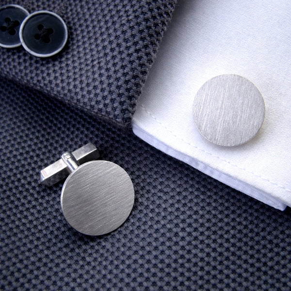 Zilveren Manchetknopen Rond Mat - Sterling Zilver