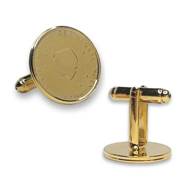 Manchetknopen gemaakt van 2 Eurocent Verguld voorzijde Beatrix