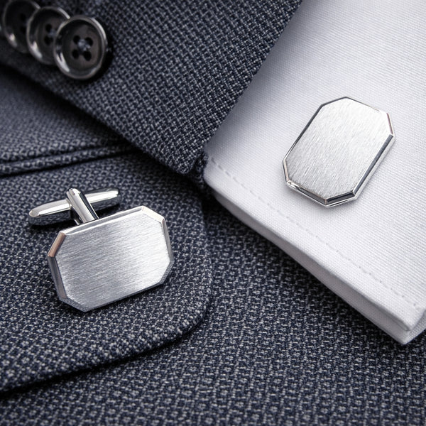 Zilveren Manchetknopen Achthoekig