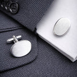 Gerhodineerd Zilveren Manchetknopen Facetrand Ovaal - Sterling Zilver