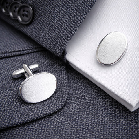 Zilveren Manchetknopen Facetrand Ovaal - Sterling Zilver