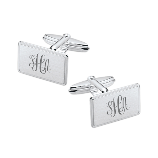 Zilveren Manchetknopen Rechthoek met Monogram gravure - Sterling Zilver