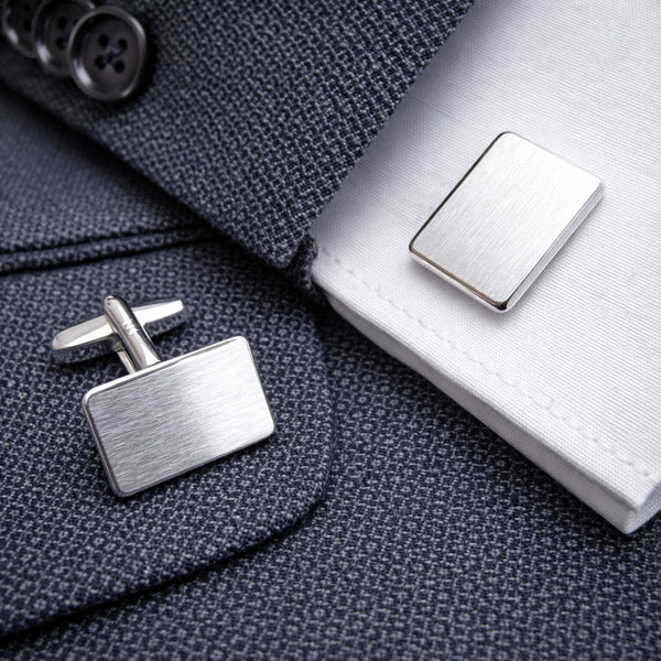 Zilveren Manchetknopen Facetrand Rechthoek - Sterling Zilver