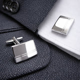 Zilveren Manchetknopen Horizontale Baan - Sterling Zilver