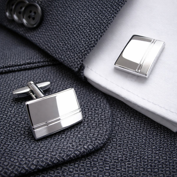 Zilveren Manchetknopen Horizontale Baan - Sterling Zilver