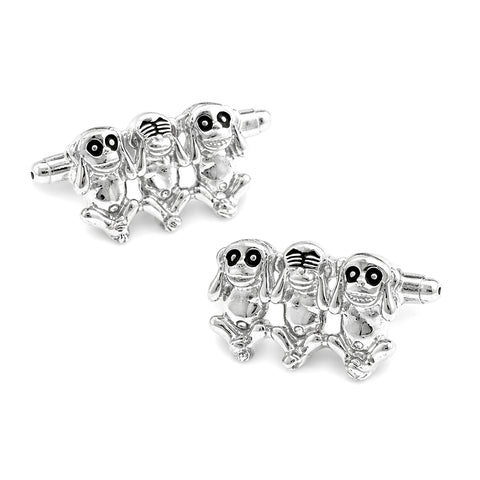 Manchetknopen Horen, Zien & Zwijgen  - Three wise monkeys - Aapjes