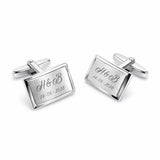Manchetknopen Facetrand met Datum en Lettergravure - Edelstaal