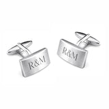 Tijdelijk uitverkocht - Manchetknopen rechthoek met Lettergravure - Edelstaal