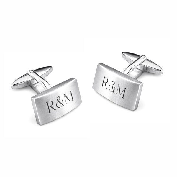 Tijdelijk uitverkocht - Manchetknopen rechthoek met Lettergravure - Edelstaal