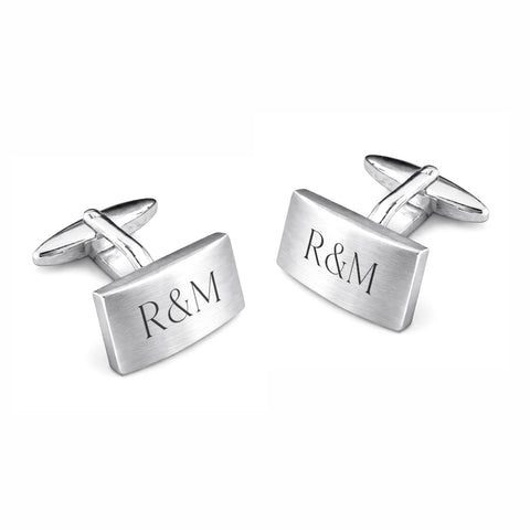 Tijdelijk uitverkocht - Manchetknopen rechthoek met Lettergravure - Edelstaal