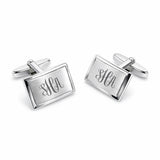 Manchetknopen Edelstaal Facetrand met Monogram gravure - Zilverkleurig