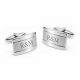 Manchetknopen lichtbol, facetranden met Lettergravure - Edelstaal -