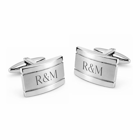 Manchetknopen lichtbol, facetranden met Lettergravure - Edelstaal -